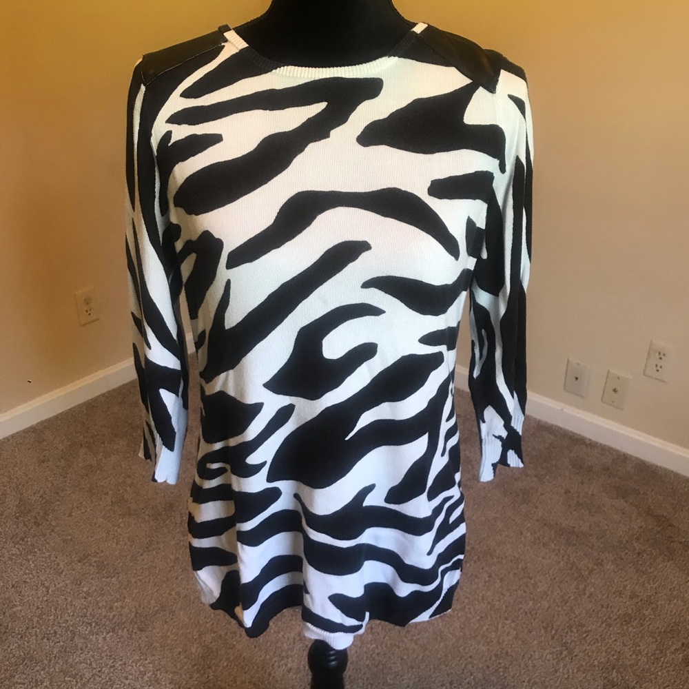 Women's Medium Zebra & Pleather Sweater